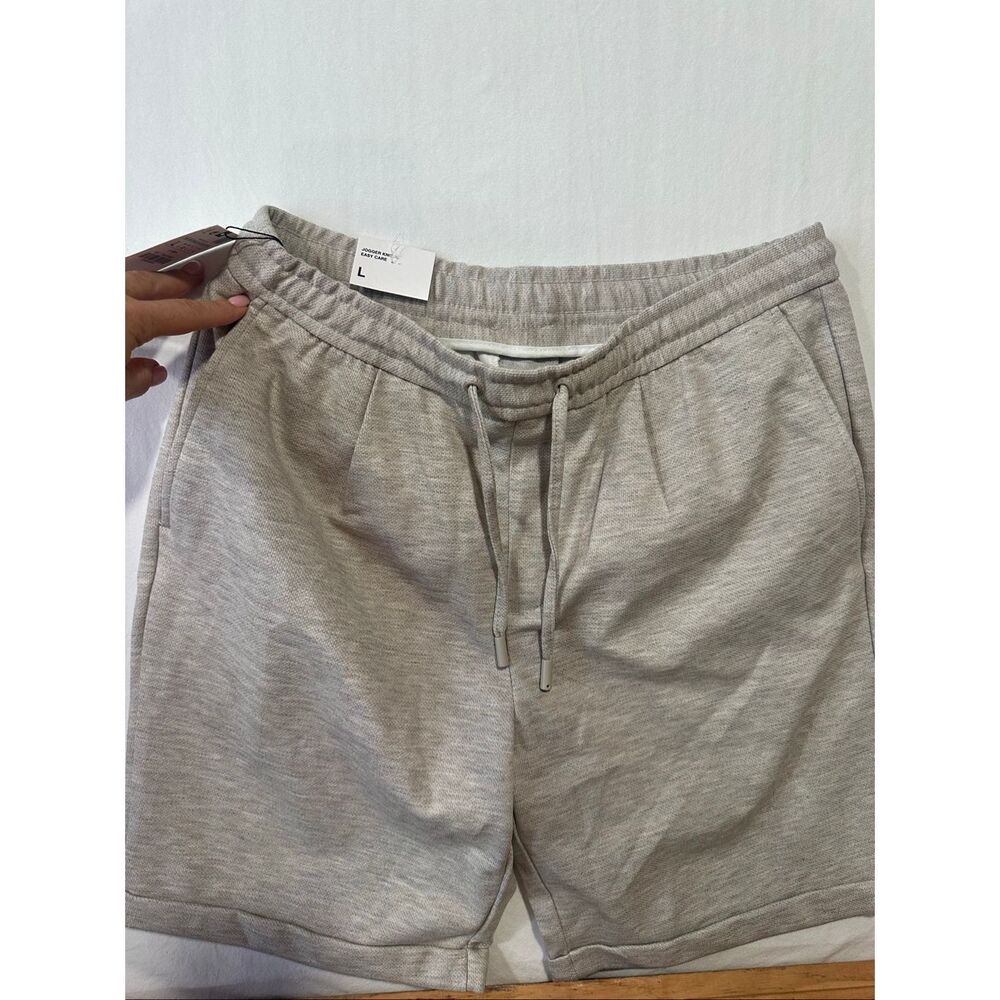Zara Jogger Knit Easy Care Shorts Beige Heather Drawstring Men’s Size L, NWT